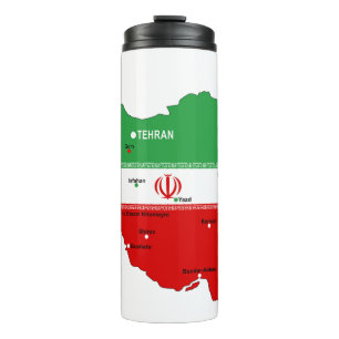Iran Map with Flag and Emblem Thermal Tumbler