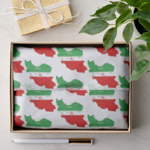 Iran Map with Flag and Emblem Tissue Paper