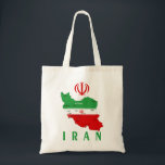 Iran Map with Flag and Emblem Tote Bag<br><div class="desc">Iran Political Map with capital Tehran,  national borders,  most important cities,  rivers and lakes. The Iranian Flag Colors are superposed on the Map Silhouette. Vector Illustration by BluedarkArt TheChameleonArt</div>