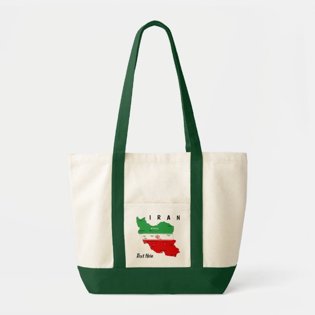 Iran Map with Flag and Emblem Tote Bag (Front)