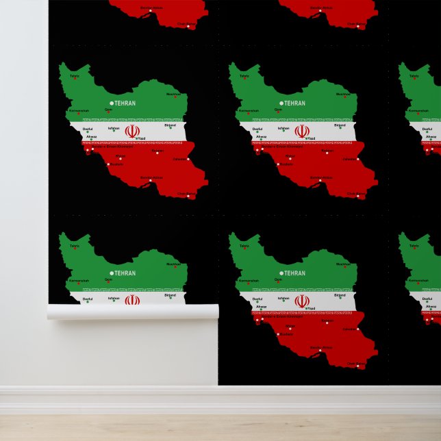 Iran Map with Flag and Emblem Wallpaper (Application)