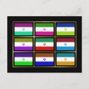 Iran Multihue Flags Postcard