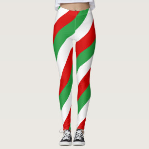 Iran National Flag Colours Diagonal Striped Leggings