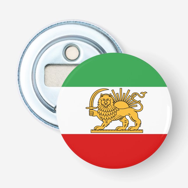 Iran, Persian flag with Lion, Shah of Iran Bottle Opener (Front)