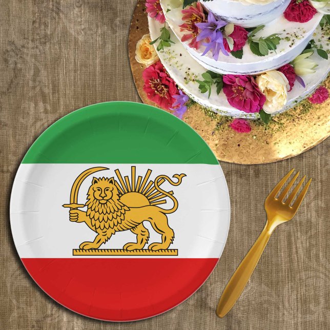 Iran, Persian flag with Lion, Shah of Iran Paper Plate (Creator Uploaded)