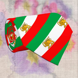 Iran, Persian flag with Lion, Shah of Iran Stripes Tie