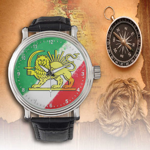 Iran, Persian flag with Lion, Shah of Iran Watch