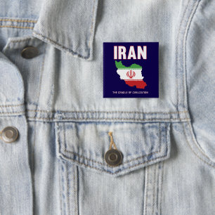 Iran Pride Iranian Flag Map Persia 15 Cm Square Badge