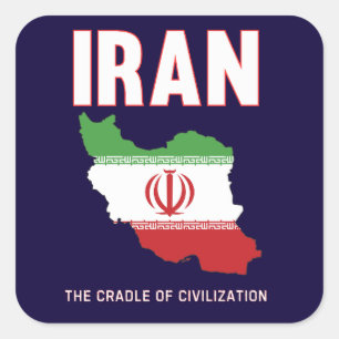 Iran Pride Iranian Flag Map Persia Square Sticker