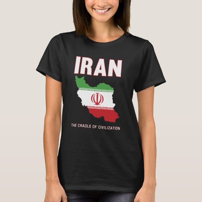 Iran Pride Iranian Flag Map Persia T-Shirt (Front)