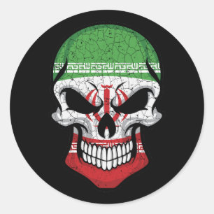 Iran Smiling Skull Flag Classic Round Sticker