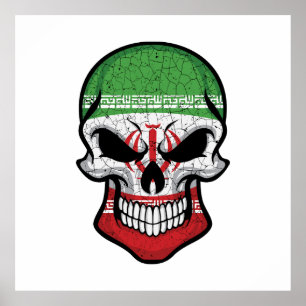 Iran Smiling Skull Flag Poster