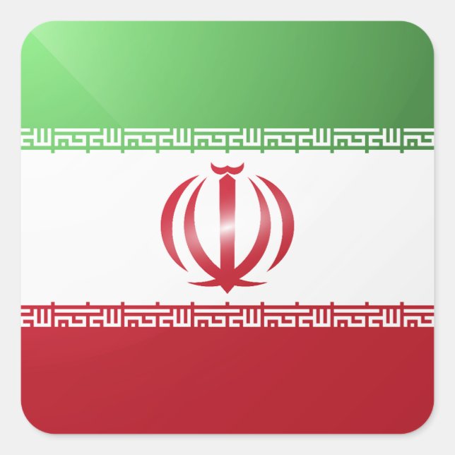 Iran square glossy flag sticker (Front)