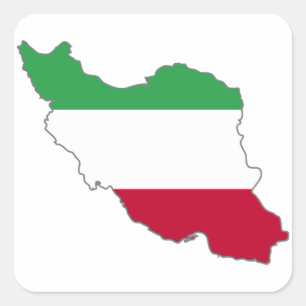 Iran Tricolor Flag Map Square Sticker
