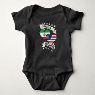 Iranian American Heart Flags Iran America Baby Bodysuit
