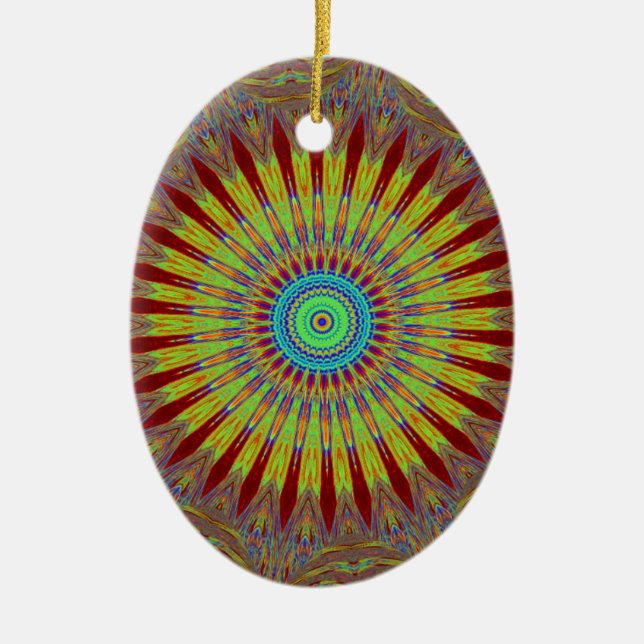 Iranian carpet  African ethnic tribal pattern.jpg Ceramic Tree Decoration (Front)
