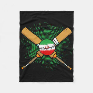 Iranian Cricket Racket And Ll Flag Of Iran Fleece Blanket