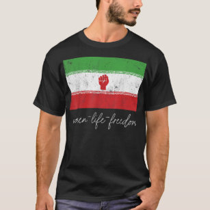 Iranian Flag Female with Fist Support Women of Ira T-Shirt