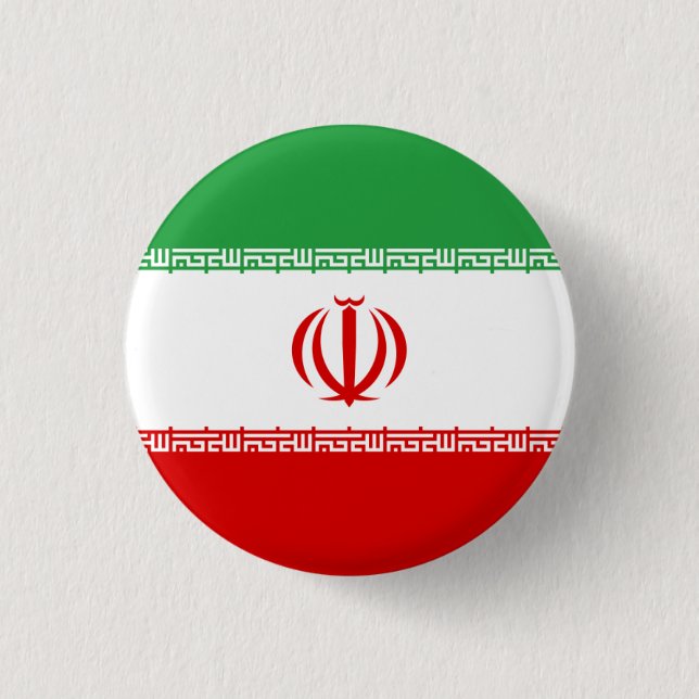Iranian Flag, Flag of Iran 3 Cm Round Badge (Front)
