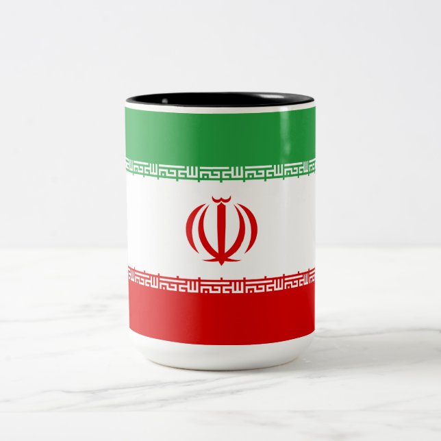 Iranian Flag (Iran) (Persian) Two-Tone Coffee Mug (Center)