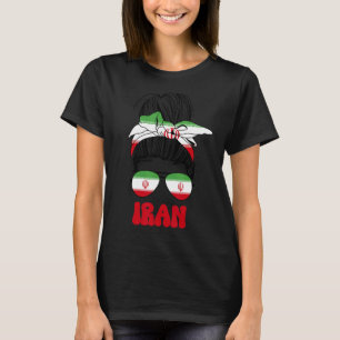 Iranian Girl Messy Bun Iran Flag Iran woman freedo T-Shirt