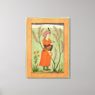 Iranian princely figure holding a cup and flask, c canvas print
