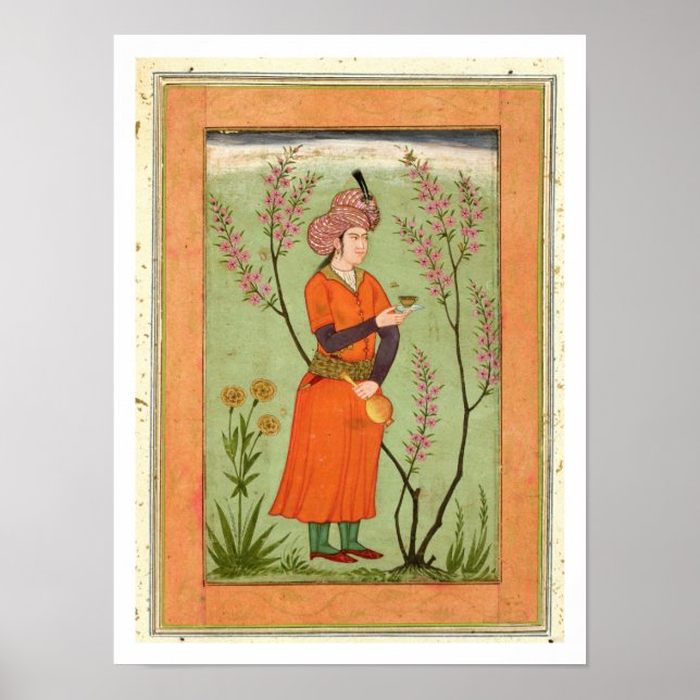 Iranian princely figure holding a cup and flask, c poster (Front)