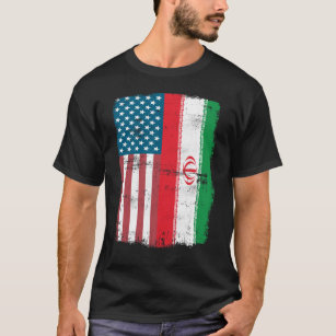  IRANIAN ROOTS Half American Flag USA IRAN FLAG T-Shirt