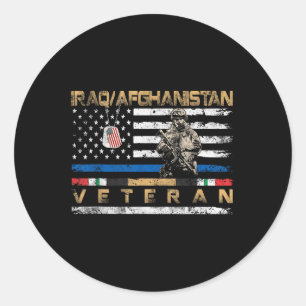 Iraq Afghanistan Veteran Vintage Flag Patriotic Me Classic Round Sticker