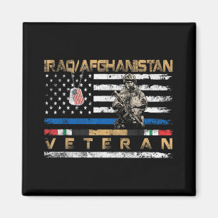 Iraq Afghanistan Veteran Vintage Flag Patriotic Me Magnet