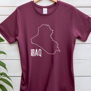 Iraq Country Map Iraqi National Boundary Outline T-Shirt
