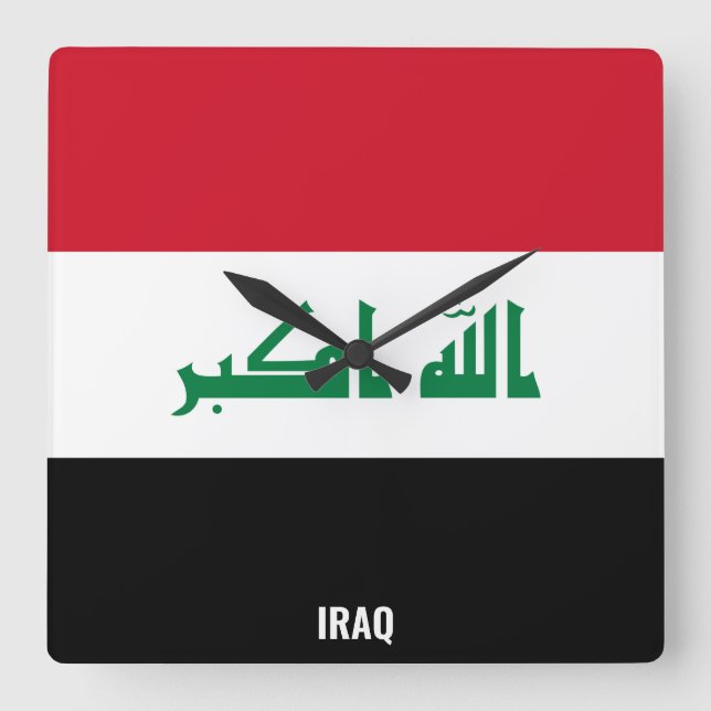 Iraq Flag Dazzling Patriotic Square Wall Clock (Front)