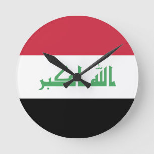 Iraq Flag Emblem Round Clock