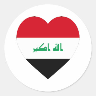 Iraq Flag Heart Classic Round Sticker