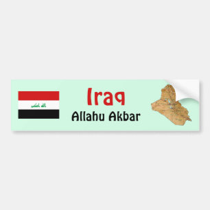 Iraq Flag + Map Bumper Sticker