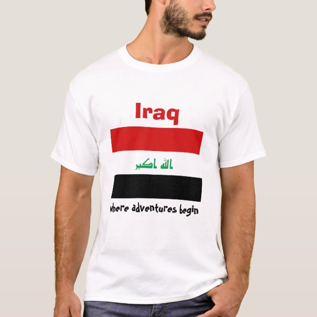 Iraq Flag + Map + Text T-Shirt (Front)