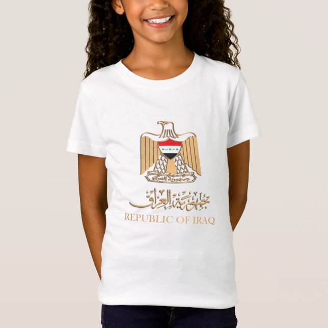 IRAQ FLAG ON IRAQI EMBLEM شعار العراق T-Shirt (Front)