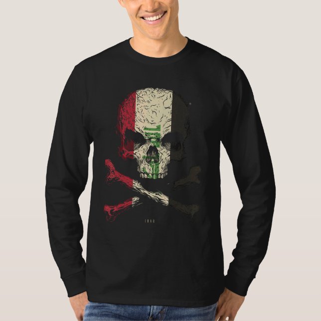 Iraq Flag Skull Crossbones T-Shirt (Front)