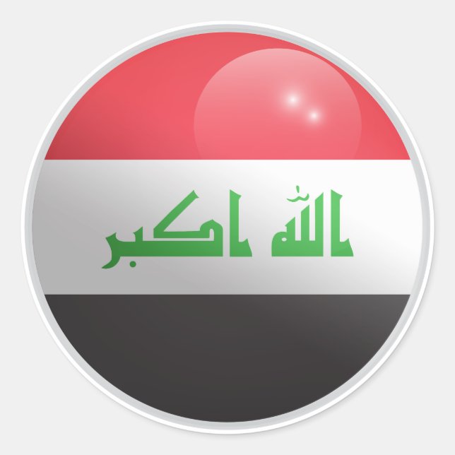 Iraq Glossy Circle Flag Classic Round Sticker (Front)