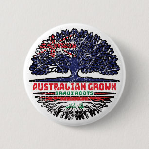 Iraq Iraqi Australian Australia Tree Roots Flag 6 Cm Round Badge