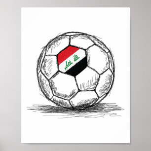 Iraq Iraqi Flag Art Design On Soccer Ll Footll Poster