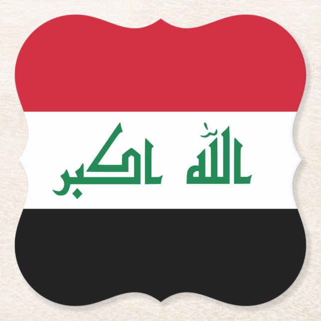Iraq (Iraqi) Flag Paper Coaster (Front)