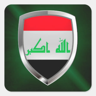 Iraq Metallic Emblem Square Sticker