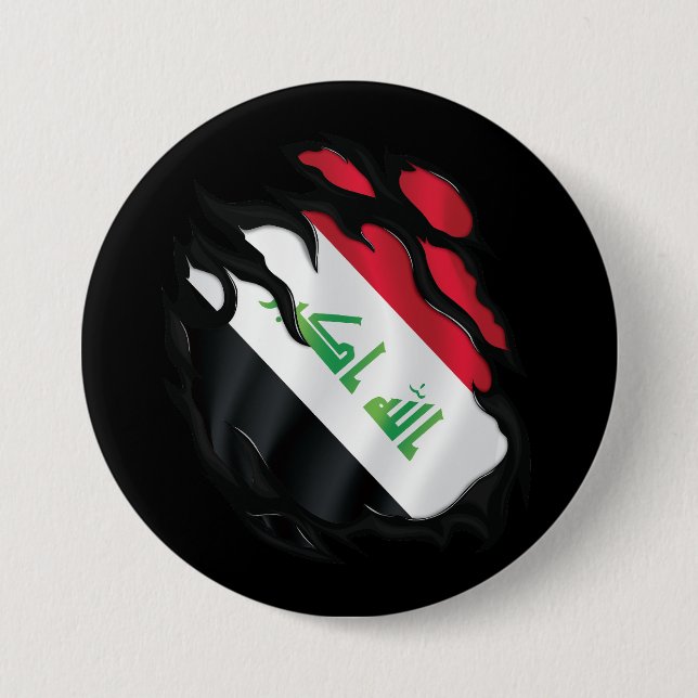 Iraq Ripped Flag 7.5 Cm Round Badge (Front)