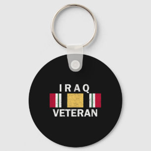 Iraq Veteran Iraq War Service Ribbon Distressed Te Key Ring