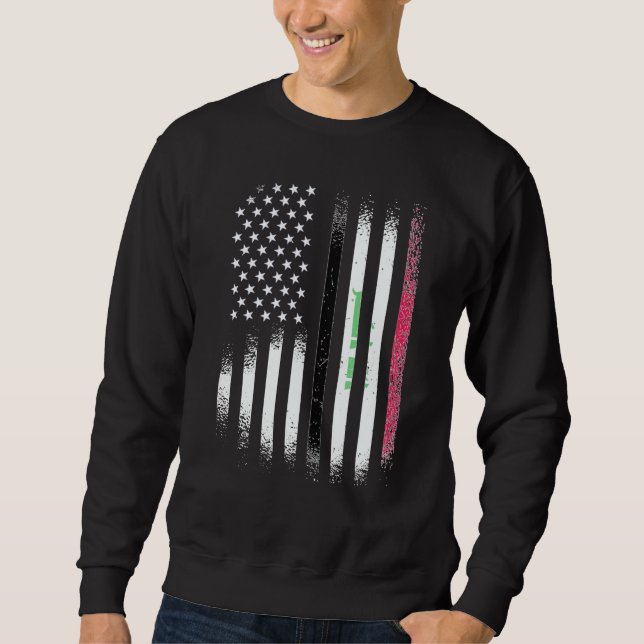 Iraqi American Patriot Grown Country USA Flags Str Sweatshirt (Front)