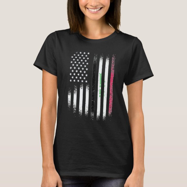 Iraqi American Patriot Grown Country USA Flags Str T-Shirt (Front)
