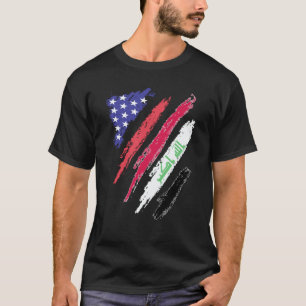 Iraqi American Patriot Grown Heart Flag Stripes T-Shirt