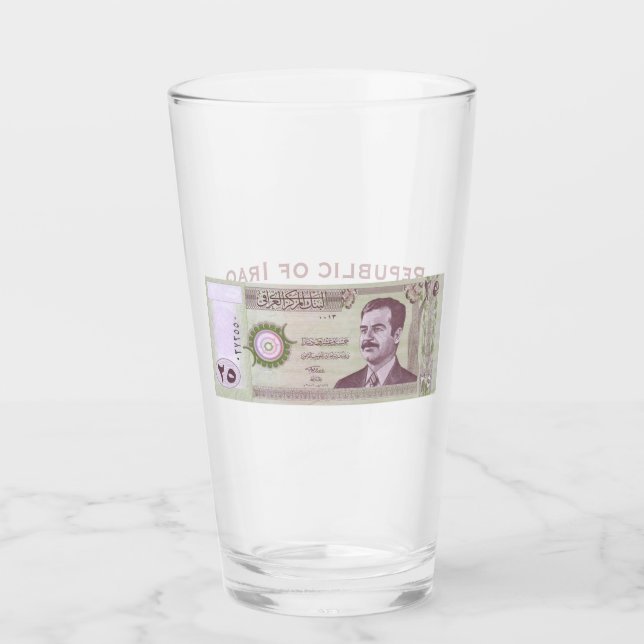 Iraqi Dinar with Saddam Hussein Glass (Front)