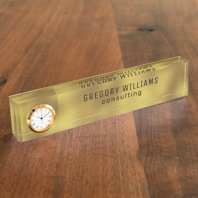 Iredencet faux gold foil background nameplate (Side)